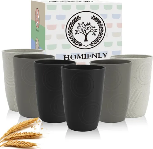 Miniatura 28 de Homienly Juego de vasos apilables con popote de trigo inastillable, vasos de cocina irrompibles para niños y adultos, reutilizables, aptos para 8