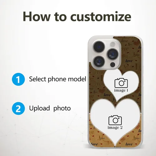 Miniatura 4 de Fundas de teléfono personalizadas con corazones estéticos con 2 imágenes, collage de cuadros, regalos a juego para parejas para iPhone 11 12 13 14