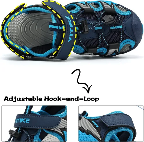 Miniatura 15 de JMFCHI Sandalias deportivas de verano para niños y niñas, sandalias de punta cerrada para exteriores, zapatos atléticos para agua, sandalias