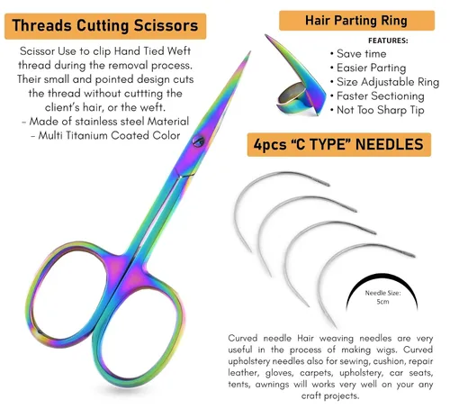Miniatura 9 de My Hair Tools - Kit de extensión con removedor de cuentas de micro eslabones y alicates de engarce, tijeras para el cabello, herramientas de peinado