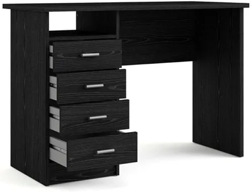 Miniatura 6 de Tvilum Escritorio con 4 cajones, grano de madera negro