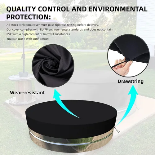 Miniatura 5 de La cubierta de piscina 210D Oxford es impermeable, resistente a los rayos UV y al polvo, redonda (6 pies, negro)