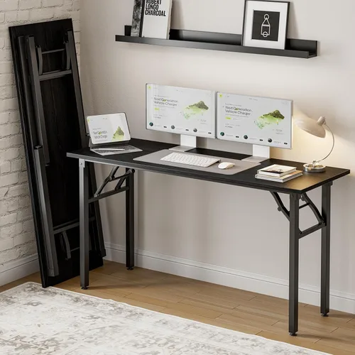 Miniatura 16 de Frylr Pequeño escritorio plegable para computadora, mesa portátil de 35.8 pulgadas para manualidades y estudio, escritorio ligero para espacios