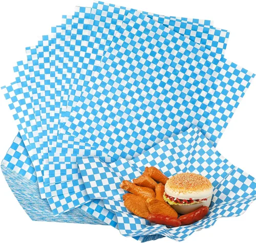Miniatura 9 de Spakon 1000 hojas de papel encerado para alimentos de 12 x 12 pulgadas a cuadros encerados secos para envolver sándwich, revestimientos de cestas