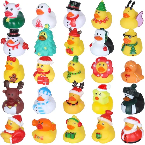 Miniatura 10 de 24 mini patos de goma a granel, perfectos para esconder cruceros, decoraciones de fiesta de cumpleaños y bonitos juguetes de baño para niños
