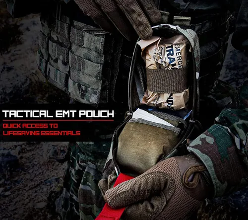 Miniatura 2 de Bolsa para torniquete (vendaje israelí + bolsa IFAK), kit médico pequeño para trauma, primeros auxilios tácticos para acampar y senderismo Camouflaje