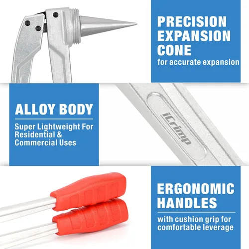 Miniatura 7 de iCrimp PEX - Herramienta expansora con cabezales de expansión de 1/2", 3/4", 1" para manguitos de expansión Uponor ProPex, cumple con la norma ASTM
