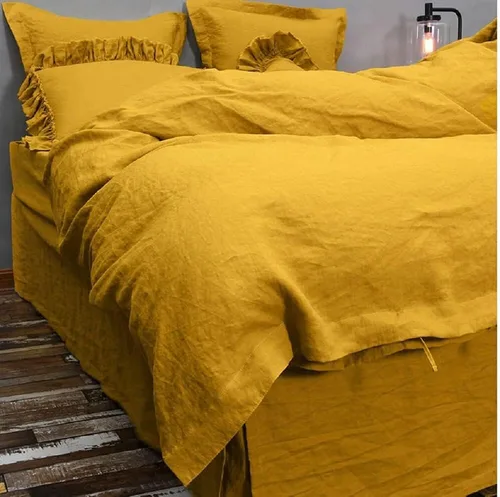 Miniatura 2 de Generic Juego de edredón lavado amarillo mostaza, tamaño Queen, King, individual, amarillo, funda de edredón California funda de edredón de algodón