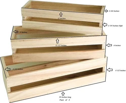 Miniatura 7 de Oojami Juego de 3 cajas de madera para manualidades, cajas de madera para exhibición, cajas de madera para manualidades, caja de madera decorativa