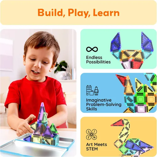 Miniatura 4 de PicassoTiles Nano Tiles - Juego de construcción de edificios magnéticos con estuche de almacenamiento de estaño, compacto y colorido, juego