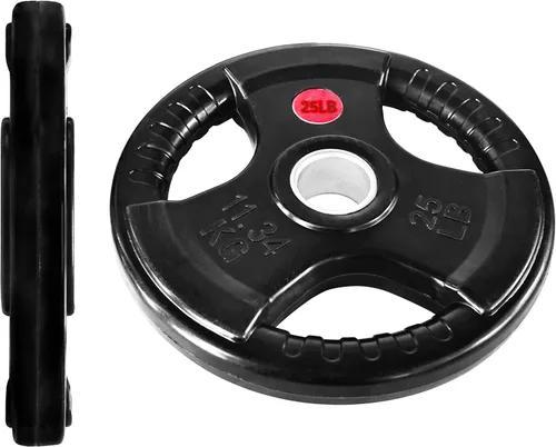 Miniatura 3 de Fitvids - Placa olímpica de hierro fundido de 2 pulgadas para entrenamiento de fuerza y levantamiento de pesas, estilo recubierto de goma, par de 25