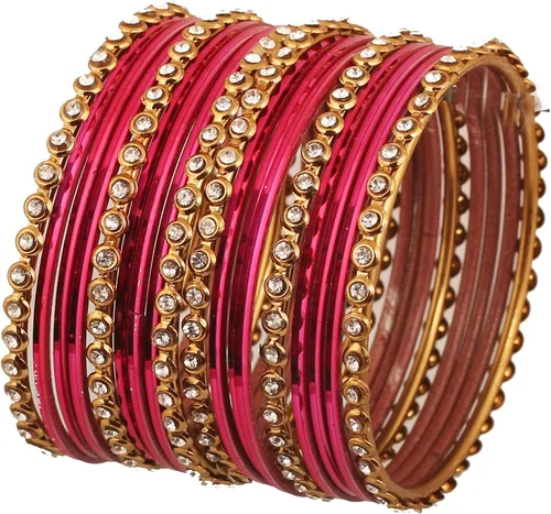 Touchstone Pulsera india de Bollywood con hermosos copos dorados brillantes con diamantes de imitación vintage, texturizada, color brillante,