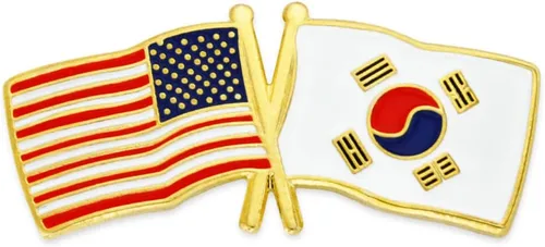 Miniatura 87 de PinMart Pin de solapa esmaltado con bandera de la amistad cruzada de Estados Unidos y el mundo
