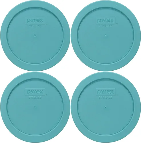 Pyrex 7201-PC 4 tazas turquesa tapa de repuesto para almacenamiento de alimentos (paquete de 4) - Fabricado en Estados Unidos