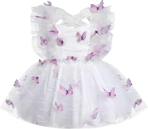 Miniatura 2 de Vestido para sesión de fotos de fiesta de cumpleaños con espalda descubierta para bebé, niña, mariposa, fresa, volantes, princesa, pastel, fiesta