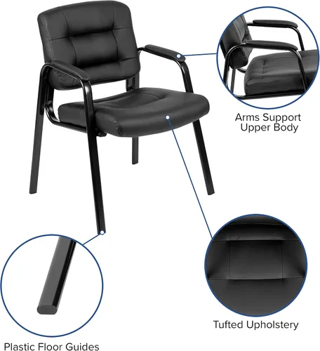 Miniatura 4 de Flash Furniture Darwin Flash Fundamentals LeatherSoft - Silla de recepción ejecutiva, moderna silla copetuda para sala de estar u oficina