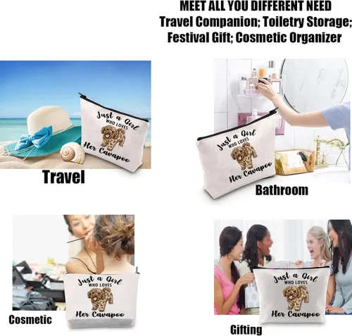 Miniatura 6 de JYTAPP Cavapoo - Bolsa de maquillaje para amantes de los animales, regalos solo una chica que ama a su Cavapoo, bolsa de cosméticos Cavapoo