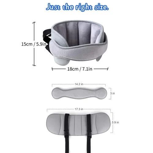 Miniatura 7 de Banda de apoyo para la cabeza del asiento de automóvil para bebé, cómodo soporte de almohada para cabeza y cuello, ajustable, alivio del cuello