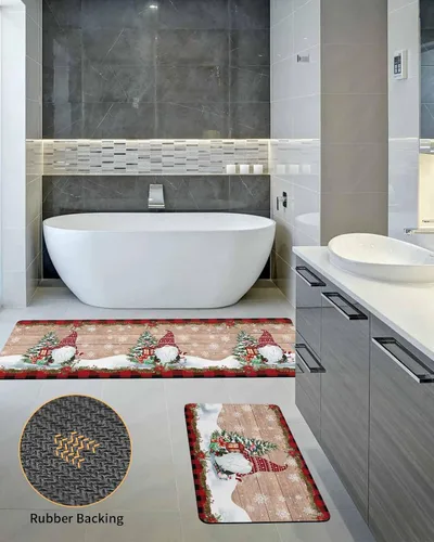 Miniatura 5 de Tapete de baño de Navidad para bañera, antideslizante, de secado rápido y absorbente, de tierra de diatomeas, tapete de cocina, felpudo de cocina