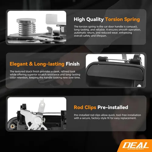 Miniatura 5 de DEAL AUTO ELECTRIC PARTS Pestillo de manija de la puerta trasera de la caja de camioneta con kit de repuesto de orificio para llave, compatible