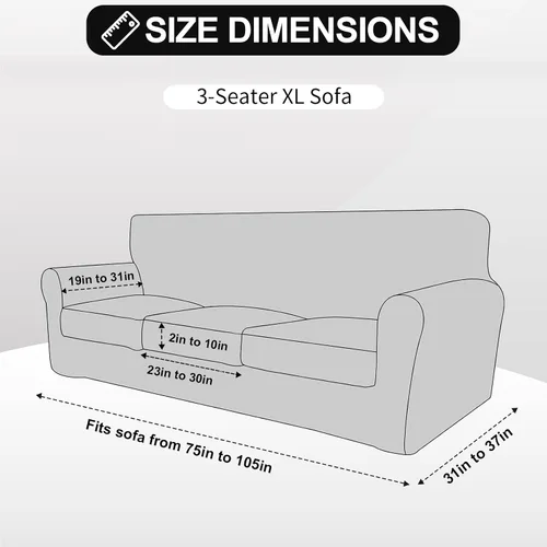 Miniatura 6 de FestiCorp Funda de sofá de terciopelo, fundas de sofá para sofás de 3 cojines, funda elástica de 4 piezas para sofá, fundas gruesas de muebles