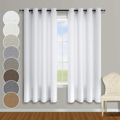 Miniatura 13 de KOUFALL - Cortinas transparentes con aspecto de lino