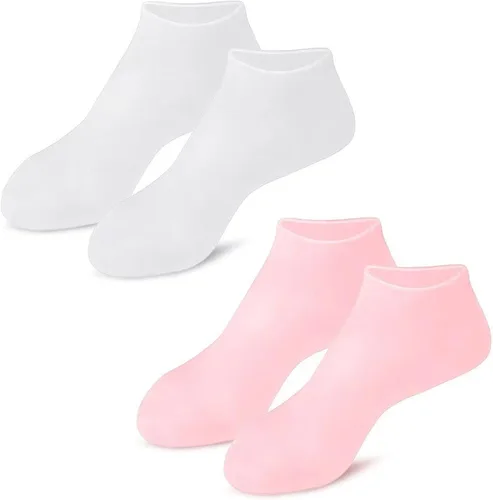 Miniatura 7 de 2 pares de calcetines hidratantes suaves de silicona, calcetines hidratantes para piel seca y dura agrietada, calcetines de gel de spa hidratantes