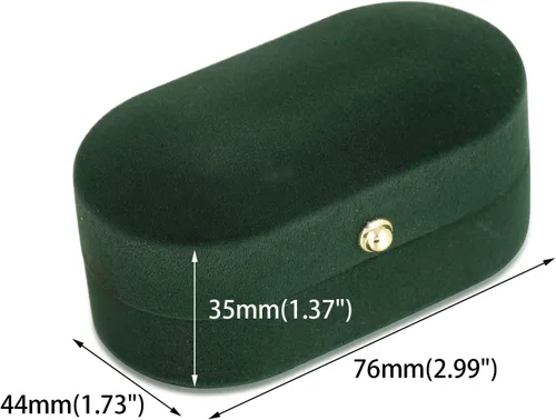 Miniatura 2 de FM FM42 Caja de terciopelo verde vintage para 2 anillos de compromiso de boda, paquete de 1
