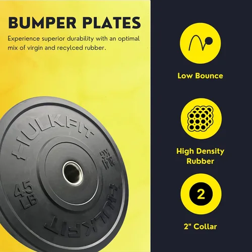 Miniatura 2 de HulkFit Placa de peso de goma de 2 pulgadas de estilo olímpico de la serie Sport para pesas y placa solo para levantamiento de pesas y entrenamiento