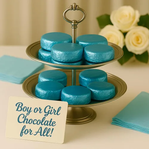 Miniatura 5 de Galletas cubiertas de chocolate 50 piezas papel de aluminio azul claro