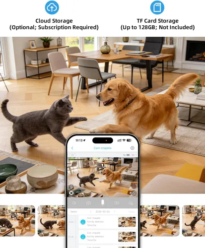 Miniatura 7 de Xega Cámara de seguridad celular 4G inalámbrica para interiores, PTZ 2K sin cámara WiFi para el hogar, RV/viaje/mascota/bebé con aplicación