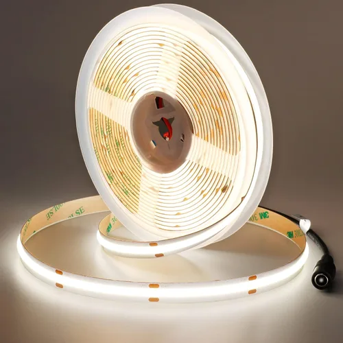 Miniatura 13 de JOYLIT Tira de luces LED COB de 24 V, 16.4 pies, 3000 K, blanco cálido, 550 lm/ft, súper brillante, CRI 95+, UL Premium, 2400 LED, cinta adhesiva