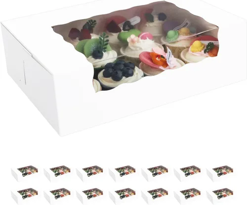 Miniatura 7 de 25 cajas blancas de panadería con ventana, cajas para pasteles de 9 x 7 x 2.5 pulgadas con ventana, cajas de golosinas para panadería pequeña