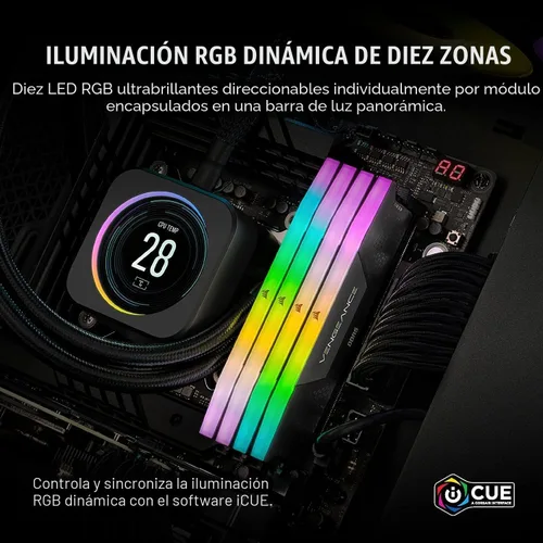 Miniatura 4 de CORSAIR Vengeance RGB DDR5 RAM 32 GB (2 x 16 GB) Hasta 6000 MHz CL36-44-44-96 1.35V Intel XMP 3.0 Memoria de computadora - Negro (CMH32GX5M2E6000C36)