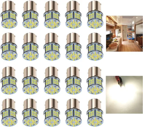 KISLED Luces LED Interiores para RV de 12V, 20 Paquetes de Bombillas LED 1141 1156 1003 1073 BA15S 7506 para RV Caravana Remolque Barco Maletero
