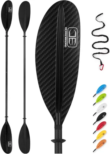 Miniatura 12 de OCEANBROAD Adjustable Carbon Fiber Kayak Paddle 86in/220cm to 94in/240cm Kayaking Oar for Adults with Paddle Leash 1 Paddle Azul