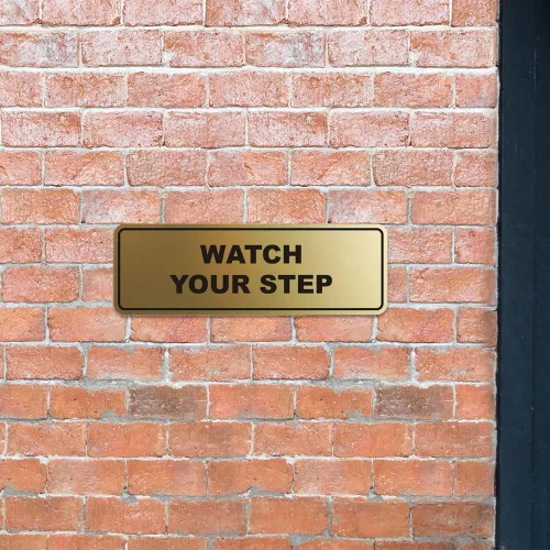 Miniatura 8 de Signs ByLITA Letrero estándar para pared o puerta con texto en inglés «Watch Your Step», señalización de salud y seguridad (negro), mediano
