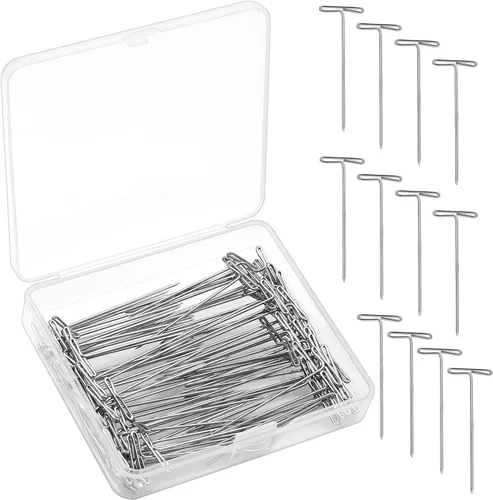 Miniatura 11 de Alfileres en T, 200 pines de costura en forma de T para pelucas y manualidades, kit de pasadores de acero inoxidable con caja transparente
