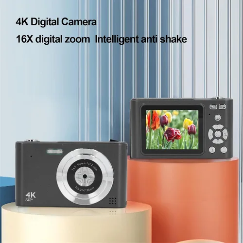 Miniatura 2 de Cámara digital, cámara de enfoque automático HD 4K para vlogging, cámara digital con zoom digital de 48 MP y 16X, cámara portátil compacta