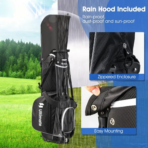 Miniatura 4 de ULTIMATE Bolsa de golf de 14 vías, bolsa de golf portátil con 6 bolsillos, bolsa enfriadora y bolsillo valioso impermeable, capucha de lluvia
