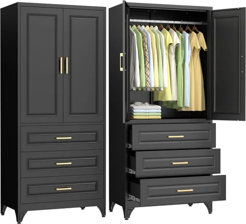 Miniatura 24 de Polup Armario de Pared de Metal, Armario Superior para Guardarropa, Pequeño Armario de Almacenamiento Superior para Dormitorio, Sala de Estar, Negro