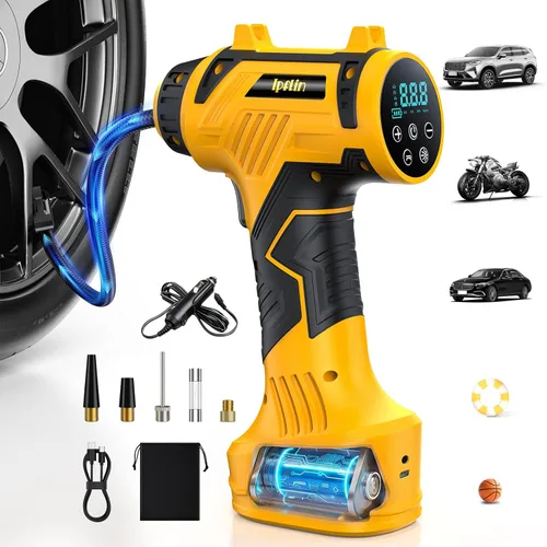 𝟗𝟔𝟎𝟎𝐦𝐀𝐡 Tire Inflator Portable Air Compressor - Corded/Cordless Tire Inflator - 𝐁𝐚𝐭𝐭𝐞𝐫𝐲 & 12V DC, Faster Inflation Handheld Air Compressor, 160PSI