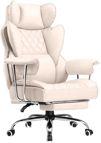 Miniatura 19 de COMHOMA Silla de Oficina Grande y Alta, Silla Gaming de Cuero con Respaldo Alto y Reposapiés, Silla de Oficina Ejecutiva Ergonómica con Soporte