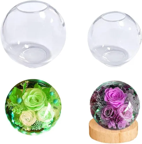 Miniatura 7 de 2 moldes de resina de esfera grande de 4 pulgadas, 3 pulgadas, transparente, 3D, sin costuras, de silicona, para preservación de flores, bricolaje