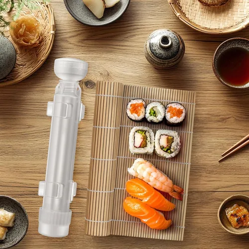 Miniatura 7 de Kit de fabricación de sushi, rodillo de sushi mejorado de 11.8 pulgadas, kit de sushi para hacer sushi, sushi bazooka fácil de hacer, color blanco