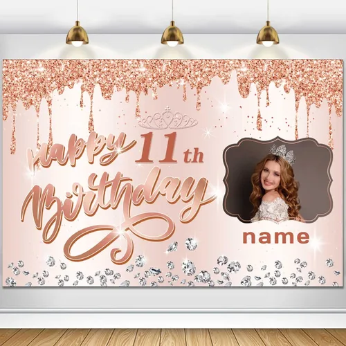 Miniatura 103 de Cartel decorativo personalizable de oro rosa con nombre y foto MGJB-NLK-50