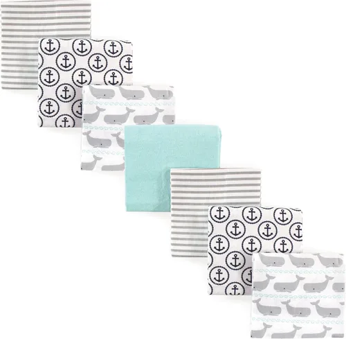 Miniatura 62 de Hudson Baby Paquete de mantas receptoras unisex de franela de algodón para bebé, ballena azul, talla única Azul ballena