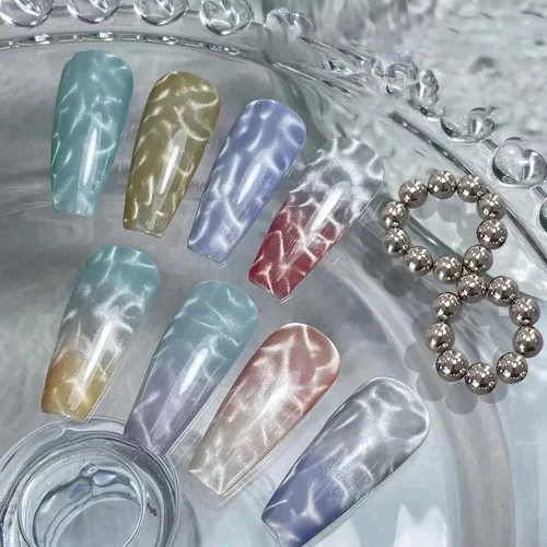Miniatura 4 de 40 piezas de imanes de ojo de gato para uñas, cuentas magnéticas redondas, efecto de ondulación de agua, ojo de gato, arte de uñas, cuentas