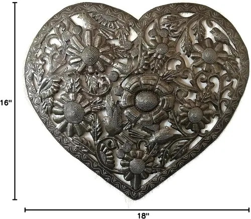Miniatura 2 de I Love You with all my Heart, único corazón floral de metal original, placa colgante de pared para interiores y exteriores, colección de regalo