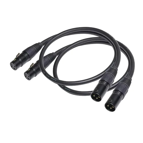 Miniatura 6 de Cable XLR, cable DMX equilibrado, 3 pines macho a hembra, cable de micrófono compatible con altavoces, mezclador, paquete de 2 (1 pie)